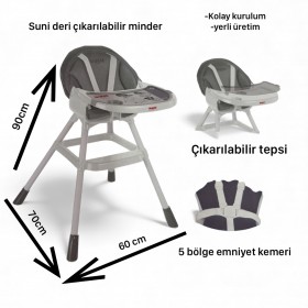 Dolu Nuve Premium mama sandalyesi soft oturma minderli