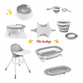 Yeni ürün Dolu Bebek çeyiz set mama sandalyesi ve hediyeleri adaptör lazımlık katlanır küvet vakumlu banyo oturağı kova file badya